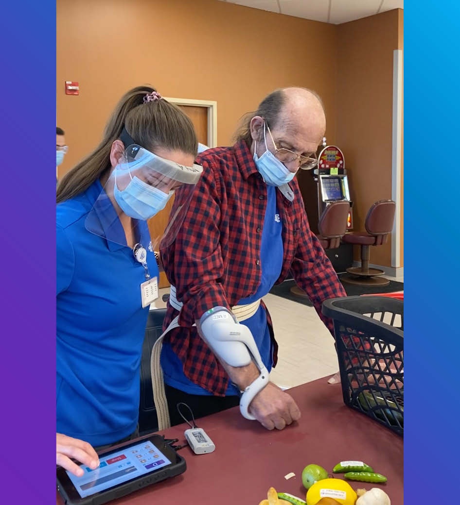 Occupational Therapist Amy uses the Bioness system on Don Ingram, a stroke survivor.