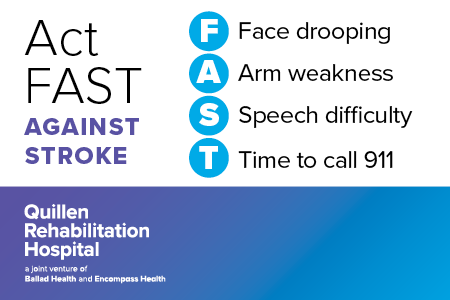Act FAST against stroke, face drooping, arm weakness, speech difficulty, time to call 911